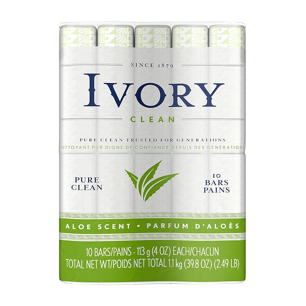 Ivory Bath Bar Soap, Aloe 4 Oz, 10 Ea